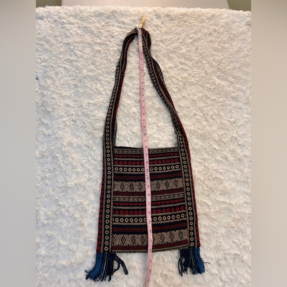 Handwoven Thailand Elephant Crossbody Bag - Red & Teal - Picture 9 of 12